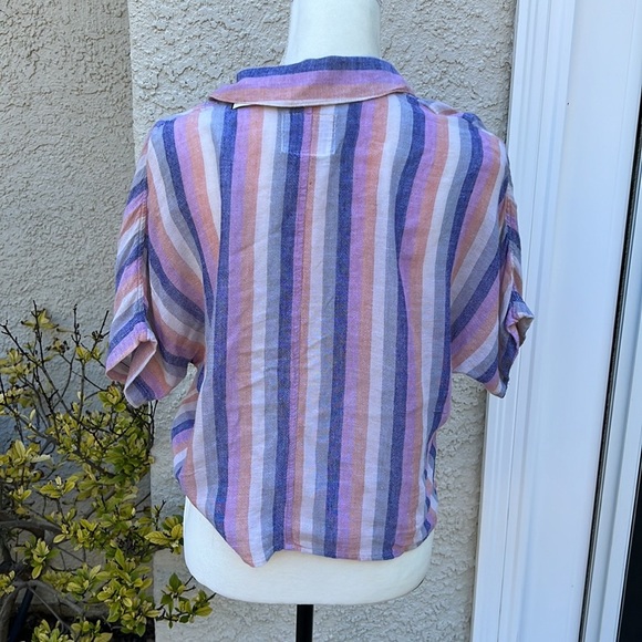 RAILS Marley Mandalay Striped Linen Crop Tie Button up Top Women's Size S - Picture 6 of 9